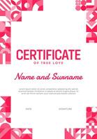 Certificate with valentine day geometric shapes vector