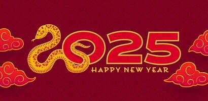Happy Chinese new year red paper cut with snake vector