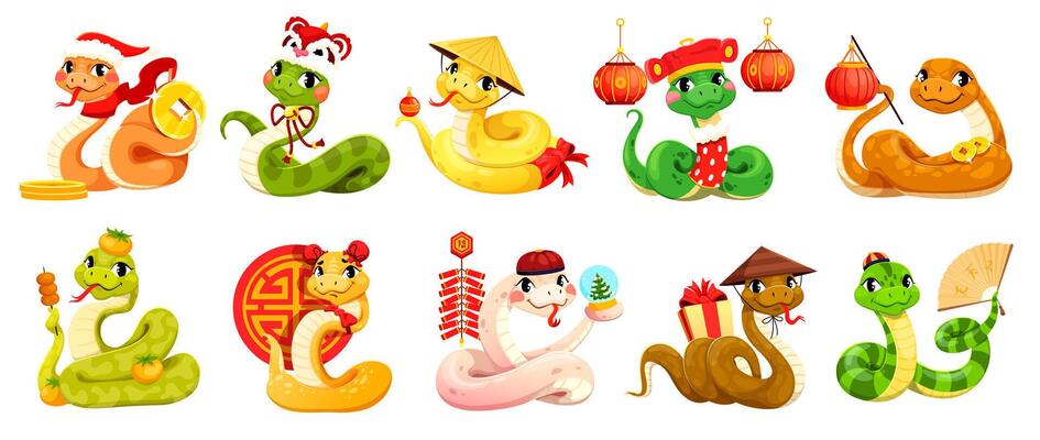 Cartoon 2025 Chinese lunar year snakes characters