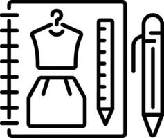 Outline style icon depicting designer sketchbook vector