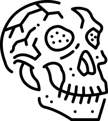 Prehistoric skull icon in linear style