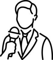 Reporter mic icon in linear style vector