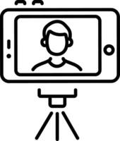 Mobile recording icon in linear style vector