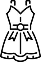 Sleeveless dress with a waist bow, line style icon vector