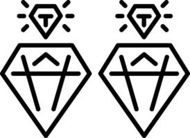 Diamond ear studs, line style icon vector