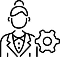 A linear style icon of female manager vector
