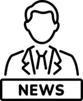 News anchor icon in linear style vector