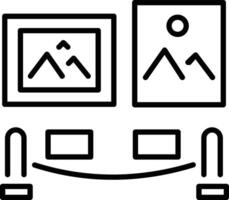 A linear icon of museum paintings vector