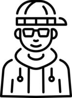 Linear icon of a boy doing street fashion vector