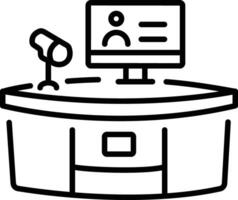 Broadcast desk icon in linear style vector