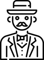 A linear character icon of gentleman fashion vector