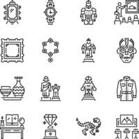 Bundle of Linear Style Museum Icons vector