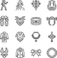 Set of 16 Linear Style Fashion Icons vector