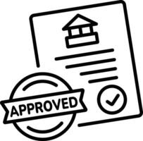 Approved report icon in line style vector