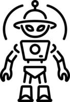 Alien robot icon in linear style vector