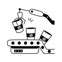 Automated machine producing disposable coffee cups for takeaway beverages vector