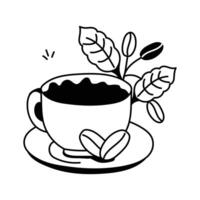 Coffee cup, hot beverage, tea cup with steam design. vector