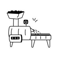 Machine removing husks from coffee beans for processing vector