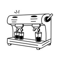Machine pouring freshly brewed coffee into cups or containers vector