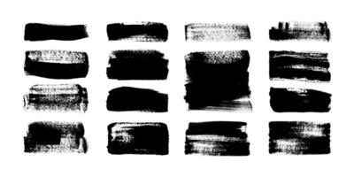 Black and White Hand Drawn Grunge Brush Strokes and Lines. Creative brush lines with rough edges. Abstract freehand doodle line borders. Highlight splashes vector