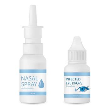 bottle mockup with precise droppers to ensure accurate dosage for eyes and nose vector