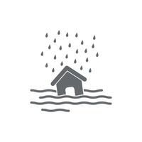 The flat design of the house was flooded due to heavy rain. vector