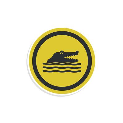 design warning of crocodiles in the river.