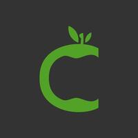 Apple green Fruit Logo with Letter C - Minimalist Geometric Design vector