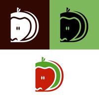 Simple Letter D Apple Logo - Linear and Modern Style vector