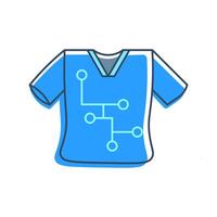The smart clothing is blue with a circuit-like pattern, which represents wearable technology in clothing. relevant to smart textiles, wearable technology and the future of fashion. vector
