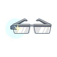 a futuristic smart glasses. has a sleek design with a transparent lens and a small camera or sensor on the frame. deals with technology, virtual reality, wearable devices, and the future of computing vector
