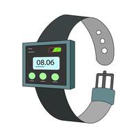 Modern Smartwatch with Digital Display and Battery Indicator vector