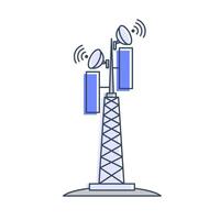 network tower with antennas and satellite dishes, symbolizing telecommunications technology, wireless communications, cellular networks, internet connectivity and communications infrastructure. vector