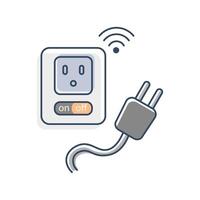 Smart plug with wifi connectivity. indicates this device can be controlled wirelessly, relevant for topics related to smart home technology, IoT devices, and energy management. vector