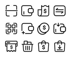 Finance icon set. a set of icons that include a shopping bag, a wallet, and a dollar sign vector