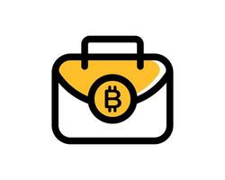 Bitcoin suitcase icon in trendy flat style isolated on white background. vector