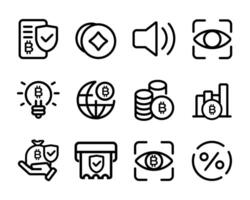 bundle of blockchain and crypto economy icons illustration line style icon vector