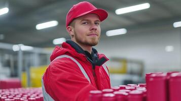 Worker Handling Batteries in a Recycling Facility Focused on Battery Management and Environmental Sustainability in Industrial Setting photo