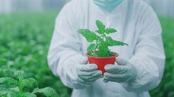 Biotechnology Agricultural Lab Developing Genetically Modified Plants for Sustainable Farming in Controlled Environment photo