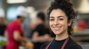 Deaf Chef Teaching Cooking Class Focus on Expression and Inclusion in Culinary Arts with Diverse Participants in Professional Kitchen Setting photo