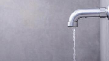 Leaking Pipe with Water Flowing Signifying Urgent Plumbing Repair and Maintenance Issues for Home photo