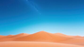 Vast Desert Landscape With Rolling Dunes Under Clear Starry Night Sky Showcasing Tranquil Elegance and Natural Beauty in Remote Location for Adventure and Serenity Enthusiasts photo