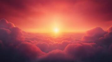 Genesis Creation A Breathtaking Digital Painting of the Sunrise Over Clouds in Vivid Colors, Capturing Sky's Splendor with Warm Tones and Ethereal Atmosphere for Inspirational Art and Decor photo