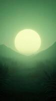Sunlit Valley Transitioning Into Nocturnal Forest Scene with Neon Glow at Dusk Featuring Lush Green Foliage and Enchanting Light Play in Serene Landscape Capturing Day to Night Transformation photo