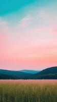 Stunning Sunset Over Lush Meadow with Pastel Sky in AR 916 Style for Personal Use photo