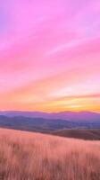 Vibrant Pink and Orange Sunset Over Rolling Hills With Soft Clouds in Simi Valley Scenic Landscape photo