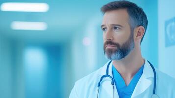 AI-Assisted Radiologist Analyzing Medical Imaging in Modern Hospital Setting with Advanced Technology photo