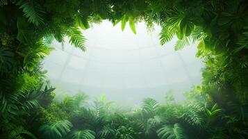 Lush Greenery in Dome Greenhouse with Integrated Green Screen for Nature Themes and Eco Designs photo