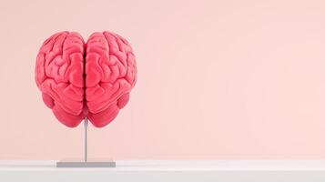 Brain and Heart Tattoo Design on Display Stand for Modern Home Decor, Aesthetic Illustration, and Unique Art Concepts in Minimalist Pink Background for Creative Spaces and Inspired Ideas photo