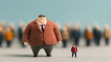 Contrast of Large and Small Figurines in Crowd, Exploring Size Differences and Social Dynamics photo